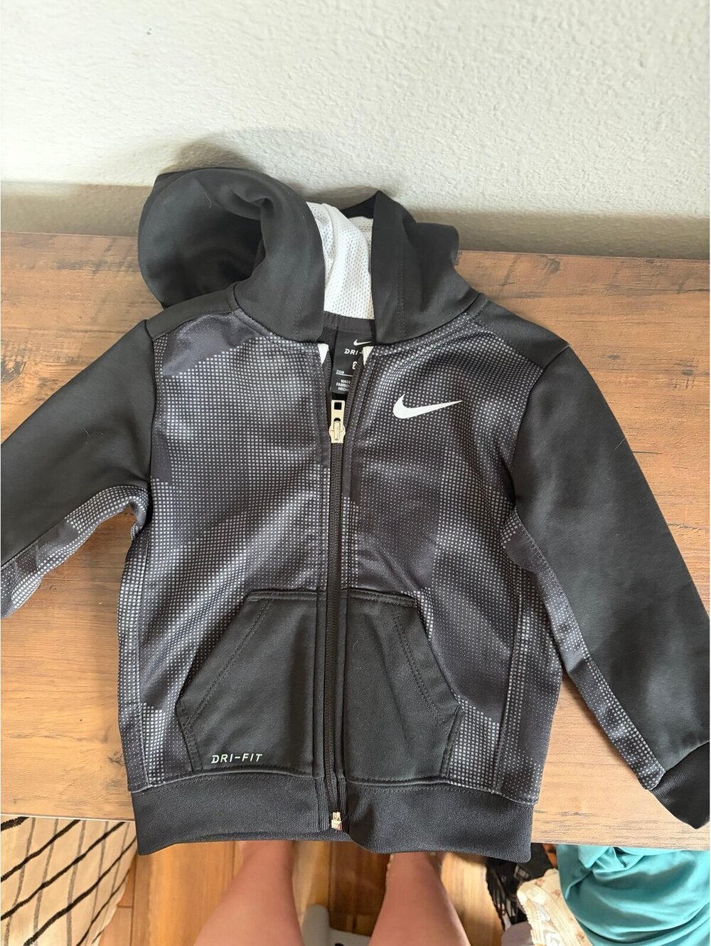 Nike Dri Fit black full zip hooded jacket size 24M